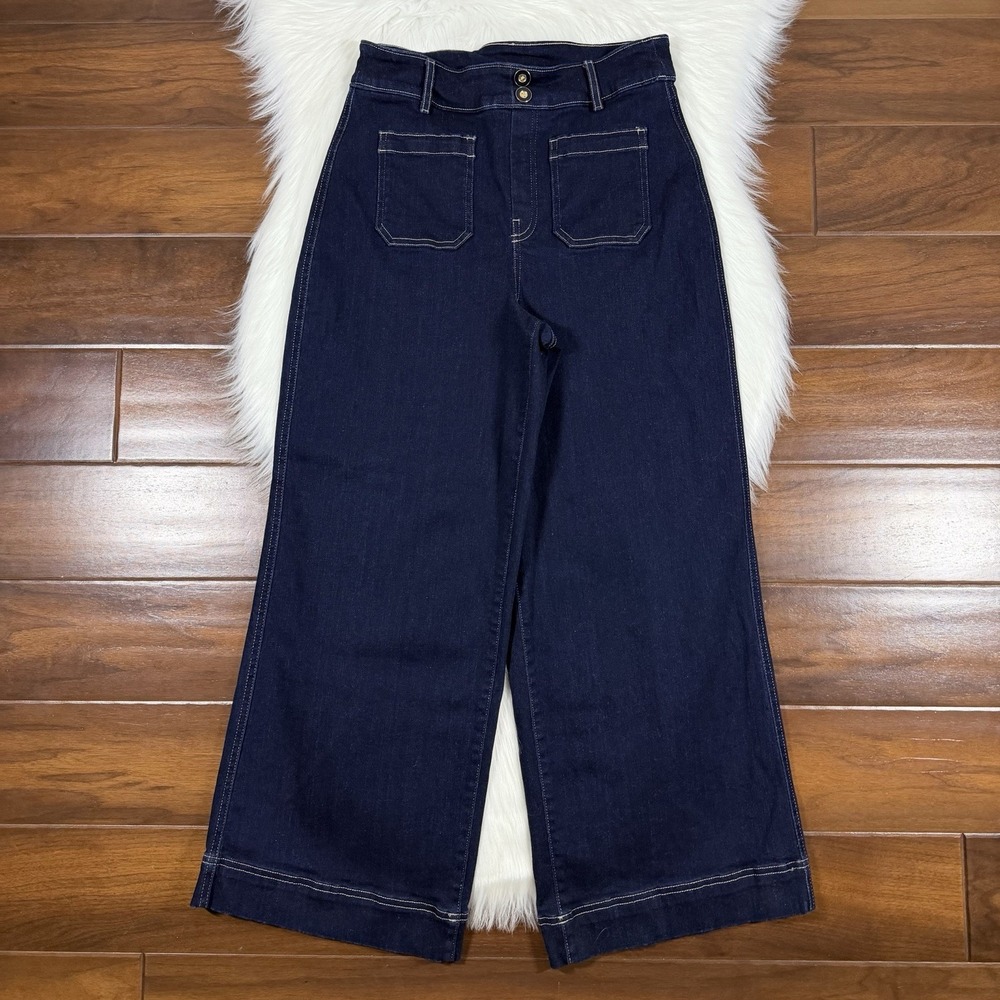 Spartina 449 Women's Size‎ Medium Pritchard Wide Leg Crop Pull On Denim Jeans